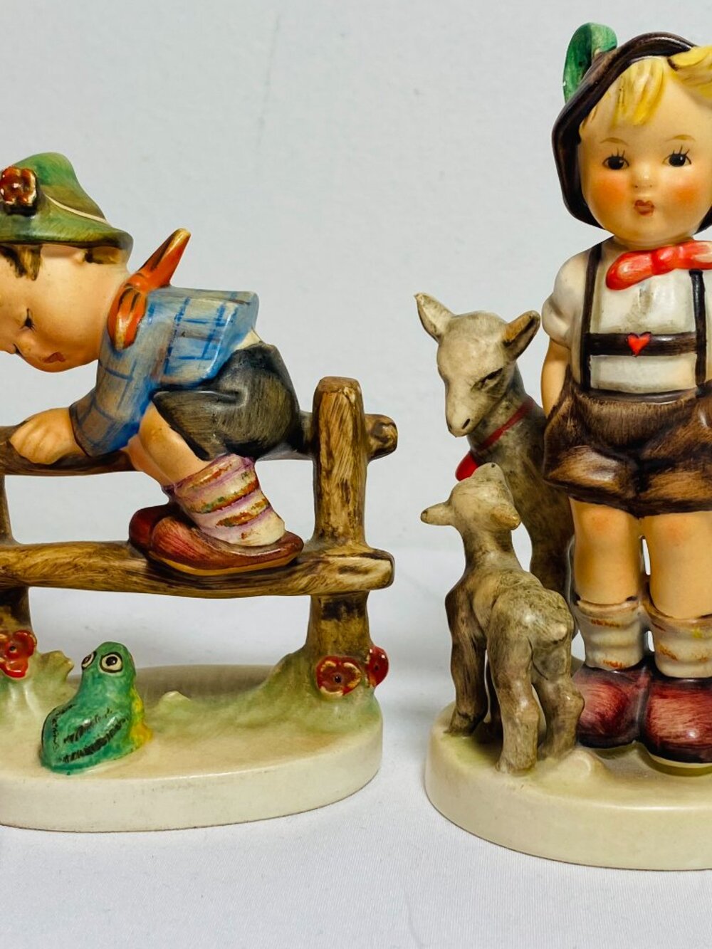 (2) VNTG Hummel Goebel W.Germany Figurines Little Goat Herder/Retreat To Safety